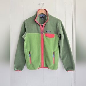 Patagonia Green Fleece Jacket with Pink Trim
